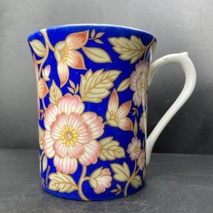 Vintage Queen’s Indigo floral fine bone china mug made in England